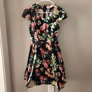 Floral Dress Retro Fit & Flare Swing Medium Sundress Belle Poque 1950s Party